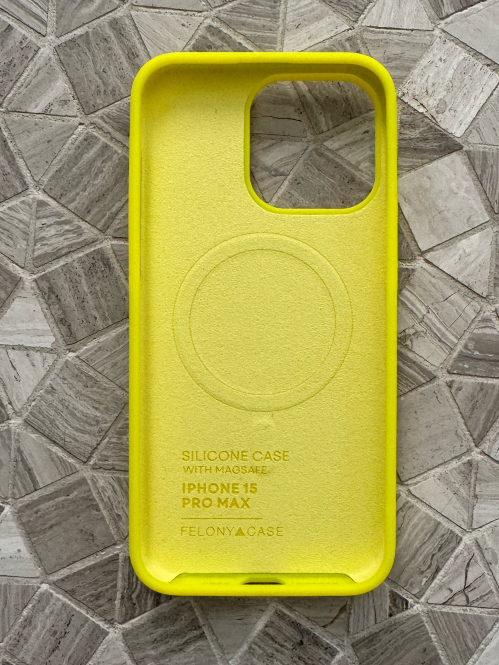 Felony Silicone MagSafe iPhone 15 Pro Max Case; Neon Yellow.
